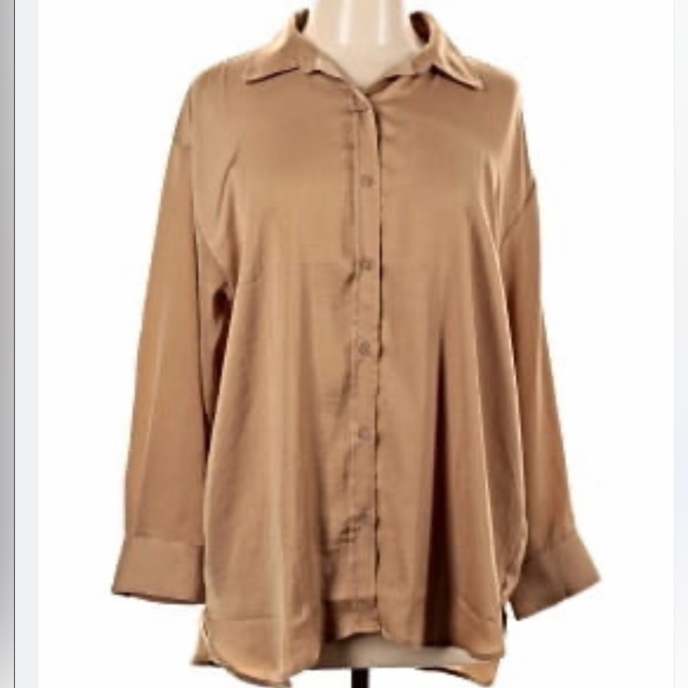 Banana Republic Light Brown Silky Shirt size large